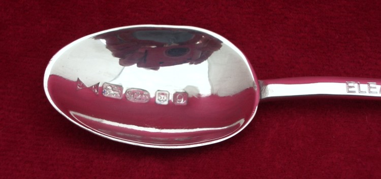 Bowl of Christening spoon with hallmarks